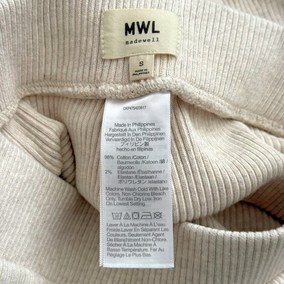 Madewell MWL High Rise Stretchy Rib Knit Cream ABC Flare Comfy Pants-Tall Small - Picture 4 of 4